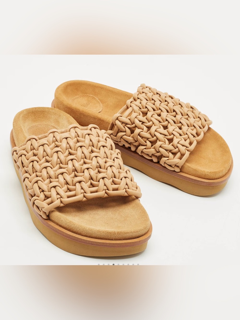Chloé Woven/Braided Kacey Slide Sandals in Tan